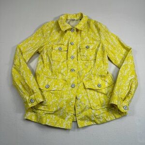 Cabi Field Jacket Womens Size Small Daisy Floral Print Buttons Yellow Pockets